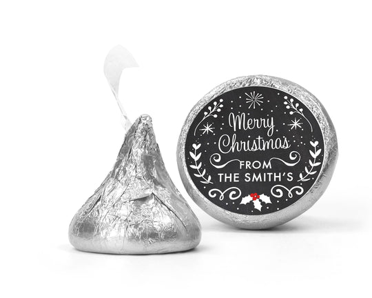 Merry Christmas Mistletoe Chocolate Kiss Stickers, Personalized Christmas Candy Stickers, Classroom Candy Labels, Christmas Kiss Labels