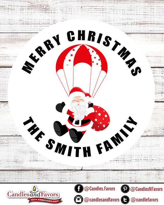 Santa Claus Stickers, Personalized Merry Christmas Labels, Holiday Gift Label/ Christmas Favor Sticker, African American Santa Claus Sticker