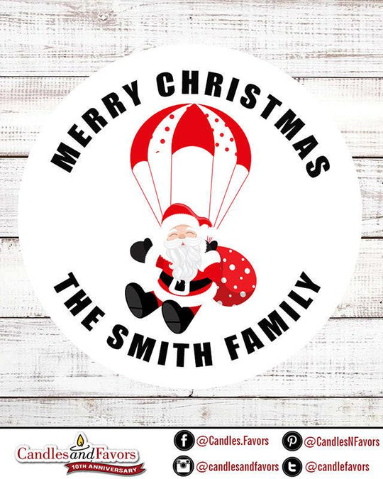 Santa Claus Stickers, Personalized Merry Christmas Labels, Holiday Gift Label/ Christmas Favor Sticker, African American Santa Claus Sticker
