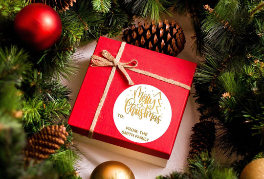 Christmas Stickers Christmas Tree, Personalized Merry Christmas Labels, Holiday Gift Label/ Christmas Favor Stickers, Happy Holiday Labels