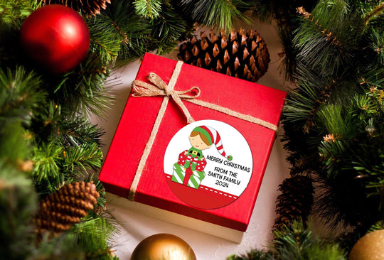 Santa's Little Elf Christmas Stickers, Personalized Merry Christmas Labels, Happy Holiday Gift Label, Christmas Favor Stickers