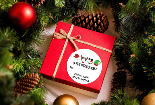 Santa Squad Christmas Stickers, Personalized Merry Christmas Labels, Holiday Gift Label/ Christmas Favor Stickers, Happy Holiday Labels