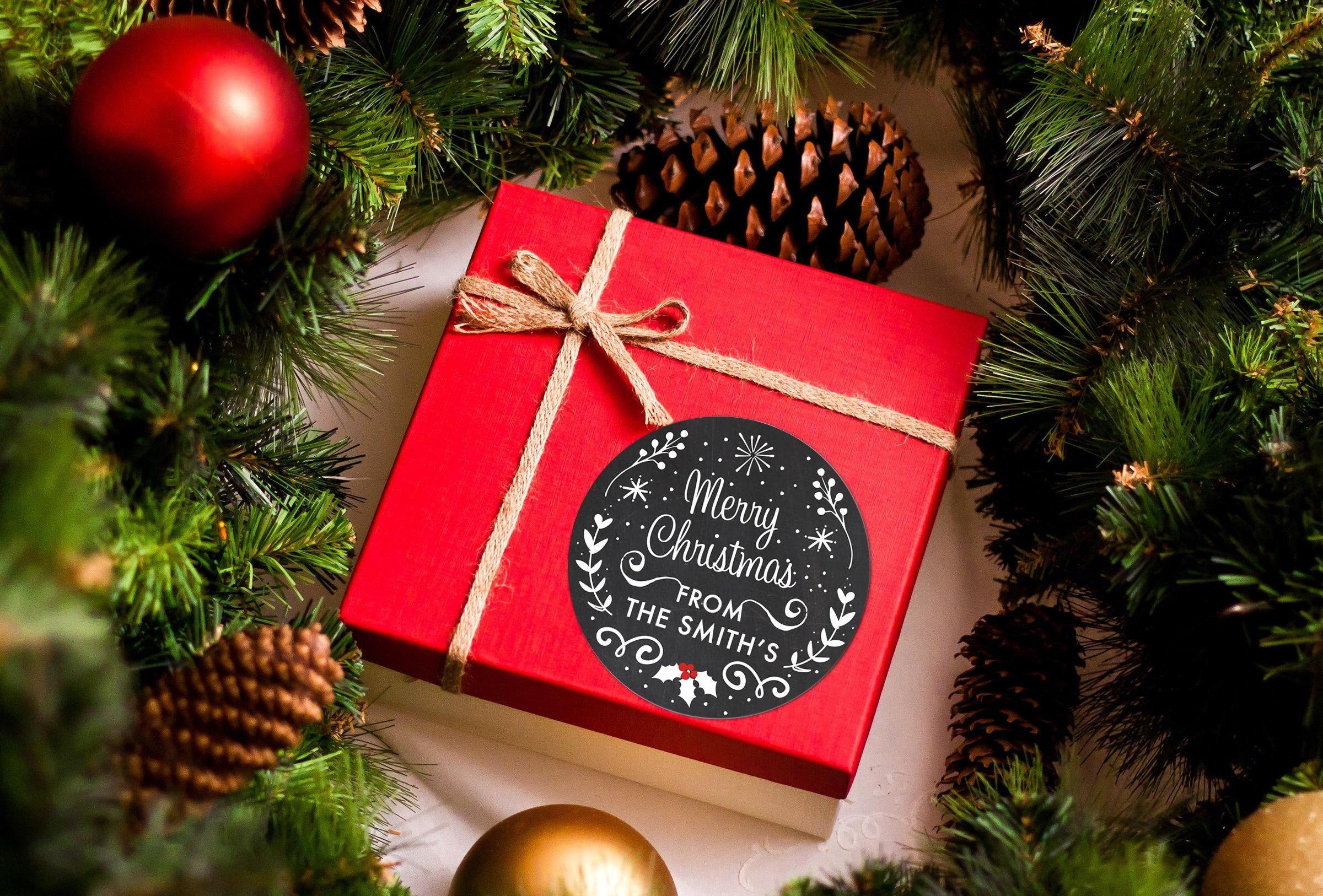 Mistletoe Christmas Stickers,  Personalized Merry Christmas Labels, Happy Holiday Gift Label, Christmas Favor Stickers, Happy Holiday Labels