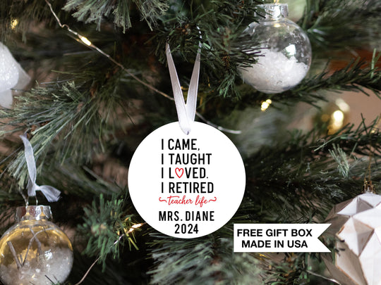 Teacher Retirement Christmas Ornament, Personalized Teaching Christmas Gift, Make a Difference Christmas Ceramic Ornament