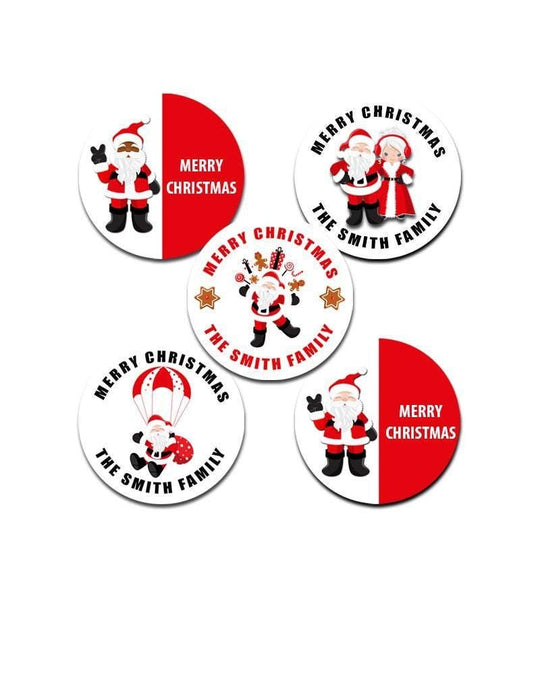 Santa Claus Stickers, Personalized Merry Christmas Labels, Holiday Gift Label/ Christmas Favor Sticker, African American Santa Claus Sticker