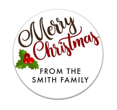 Merry Christmas Stickers, Personalized Merry Christmas Labels, Happy Holiday Gift Label, Christmas Favor Stickers, Happy Holiday Labels