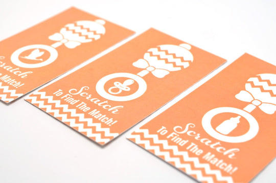 20 Orange Scratch Off Cards - Baby Shower Game - Baby Shower Party Games
