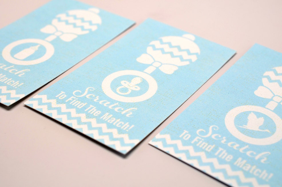 20 Blue Scratch Off Cards - Baby Shower Game - Baby Shower Party Games