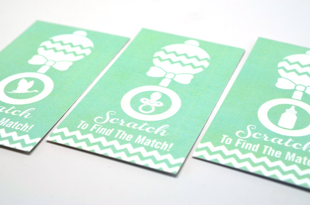 20 Green Scratch Off Cards - Baby Shower Game - Baby Shower Party Games