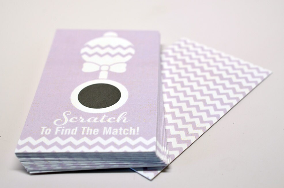 20 Lilac Scratch Off Cards - Baby Shower Game - Baby Shower Party Games