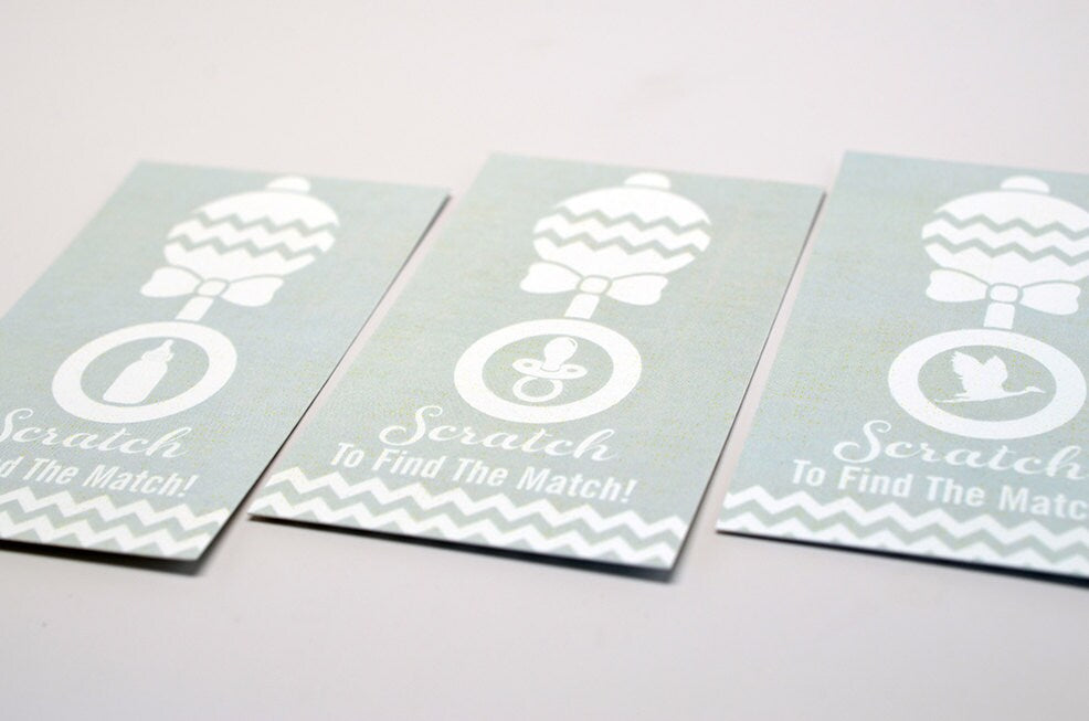 20 Gray Scratch Off Cards - Baby Shower Game - Baby Shower Party Games