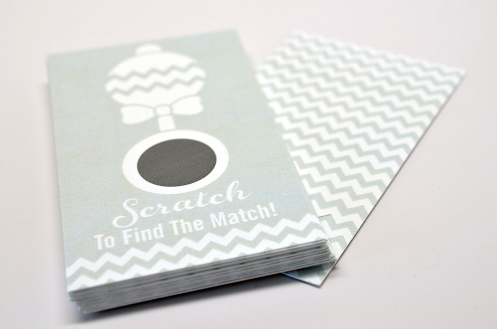 20 Gray Scratch Off Cards - Baby Shower Game - Baby Shower Party Games