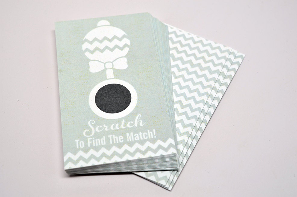 20 Gray Scratch Off Cards - Baby Shower Game - Baby Shower Party Games
