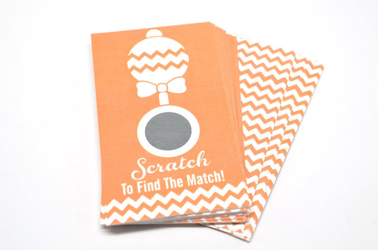 20 Orange Scratch Off Cards - Baby Shower Game - Baby Shower Party Games