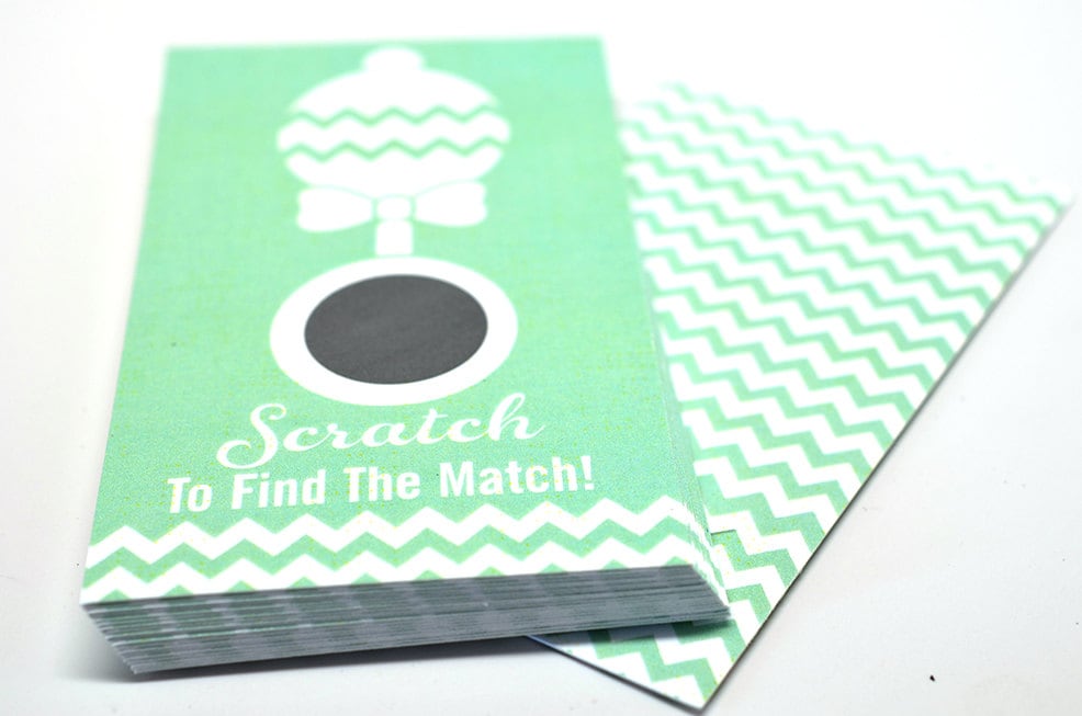20 Green Scratch Off Cards - Baby Shower Game - Baby Shower Party Games