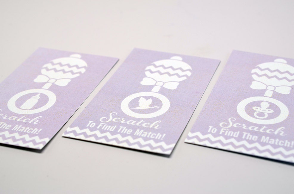 20 Lilac Scratch Off Cards - Baby Shower Game - Baby Shower Party Games