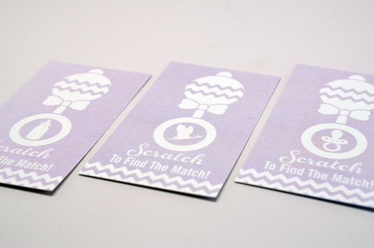 20 Lilac Scratch Off Cards - Baby Shower Game - Baby Shower Party Games