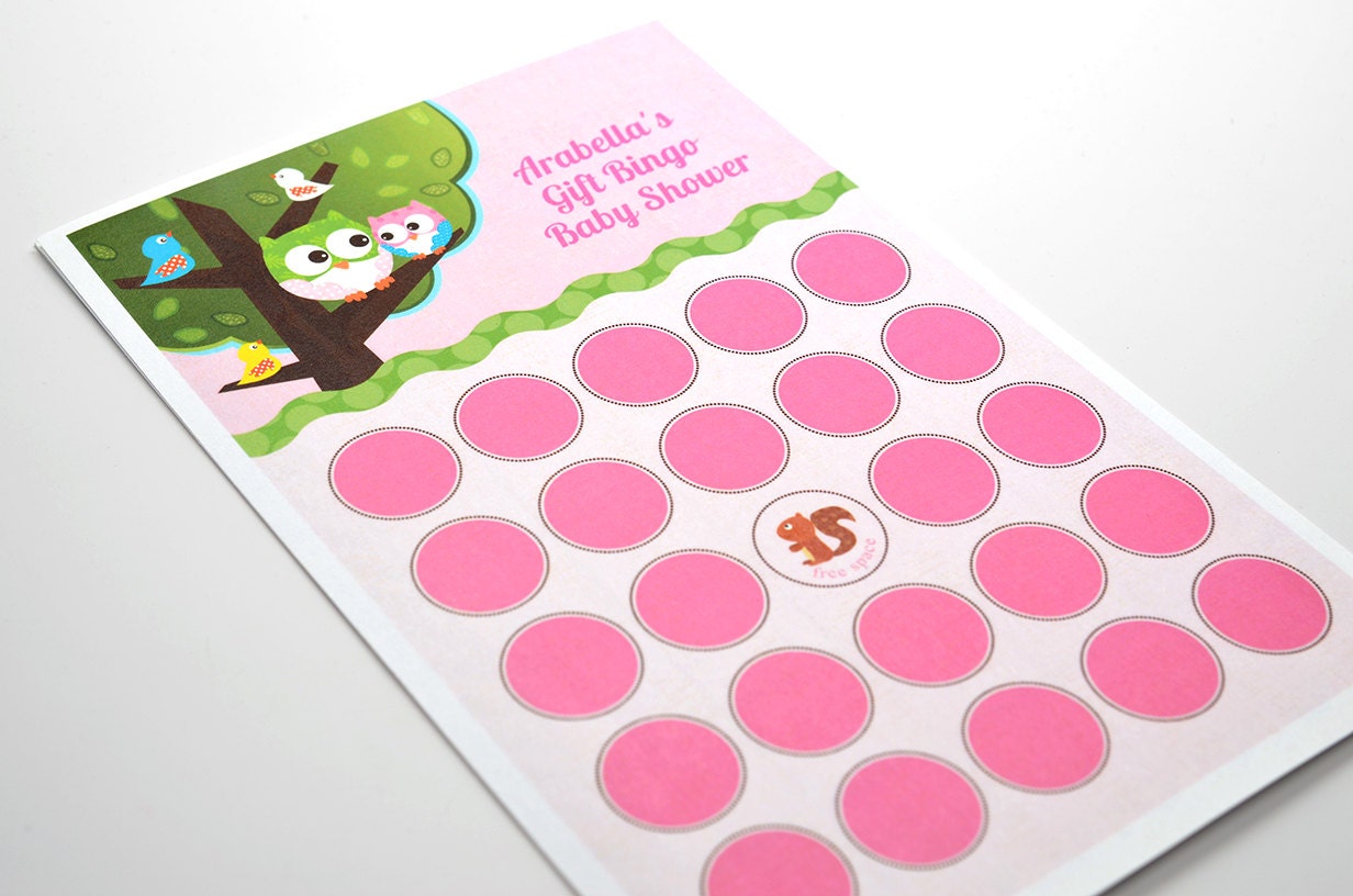 Pink Owl - Look Whooo's Having A Girl - Baby Shower Gift Bingo Game - Baby Bingo Printable