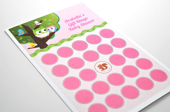Pink Owl - Look Whooo's Having A Girl - Baby Shower Gift Bingo Game - Baby Bingo Printable