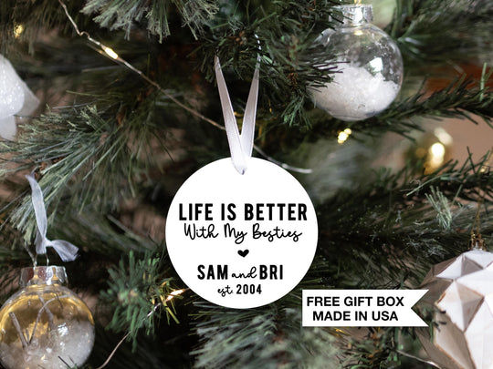 Best Friends Christmas Ornament, Personalized Besties Christmas Gift, Personalized Friends Christmas Ceramic Ornament
