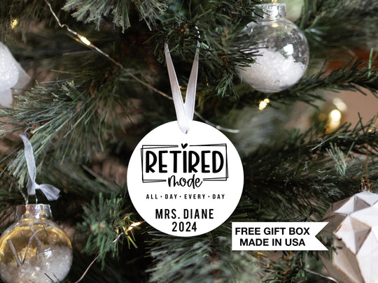 Retired Mode Christmas Ornament, Personalized Retirement Christmas Gift, Make a Difference Christmas Ceramic Ornament