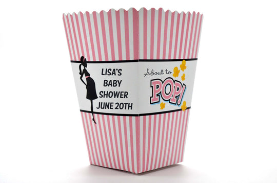 Pink About To Pop® - Personalized Baby Shower Popcorn Boxes (Set of 10)