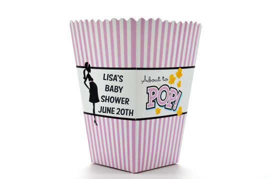 Purple About To Pop® - Personalized Baby Shower Popcorn Boxes (Set of 10)