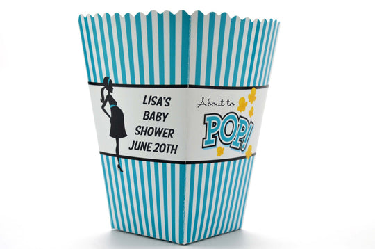 Teal About To Pop® - Personalized Baby Shower Popcorn Boxes (Set of 10)