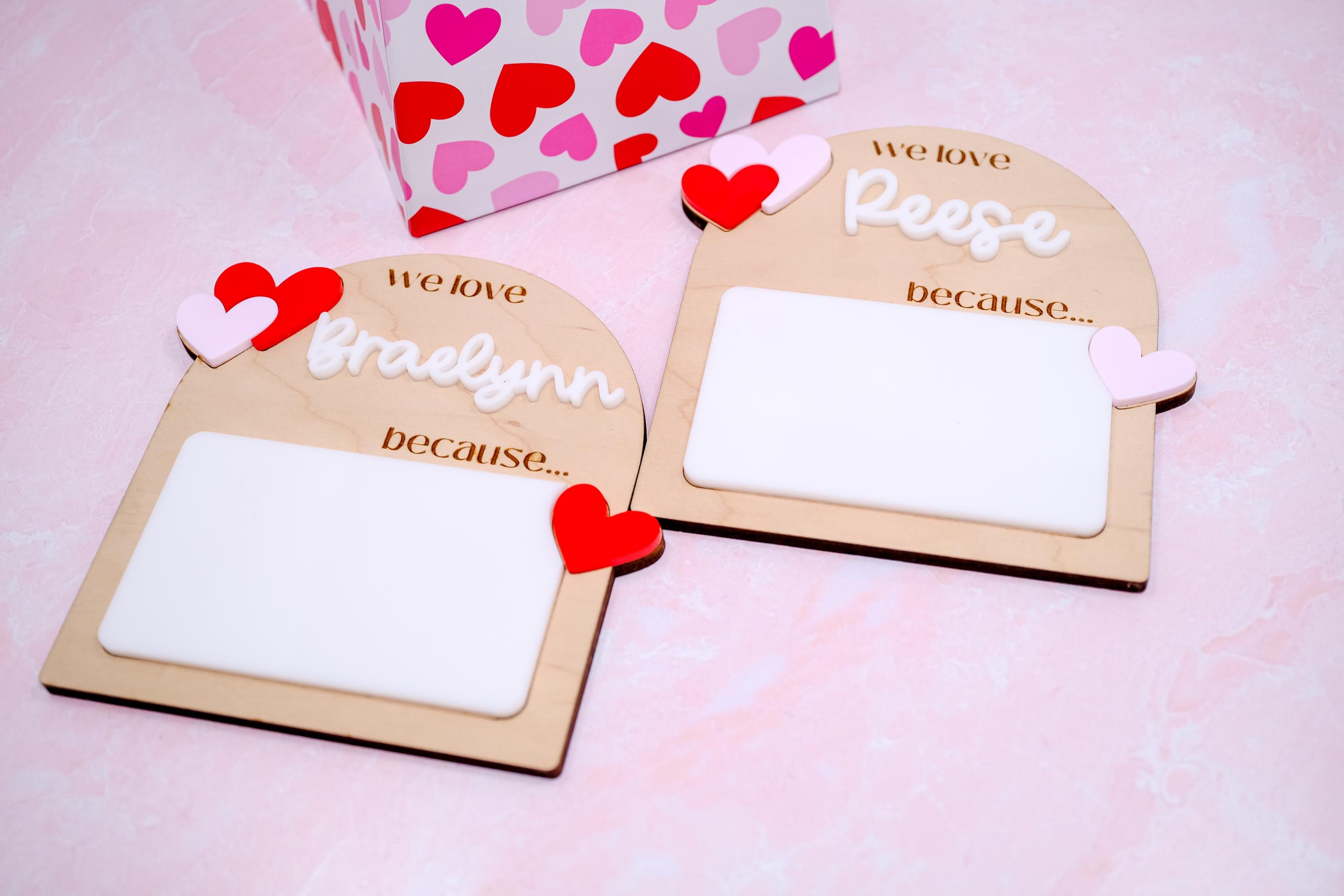 Mini Love Message Sign, I love you because sign, Valentines Day Sign, Words of Affirmation, Love Message Dry Erase Sign, Love note for kids