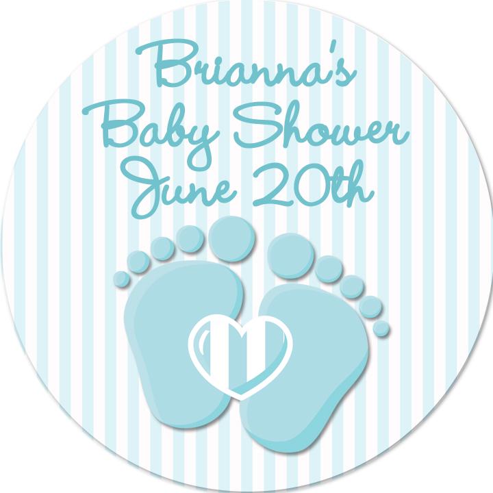 Baby Feet Blue Baby Shower Stickers, Boy Favor Stickers, Thank You Sticker Baby Shower Favors, Pitter Patter Party, Round Label for Favor