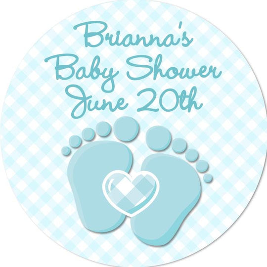 Baby Feet Blue Baby Shower Stickers, Boy Favor Stickers, Thank You Sticker Baby Shower Favors, Pitter Patter Party, Round Label for Favor