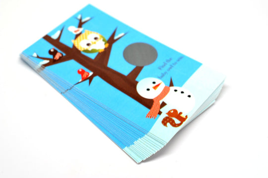 Owl - Winter Theme or Christmas - Baby Shower Scratch Off Game Pack of 20 Cards