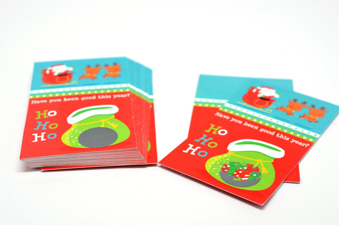 Santa And His Reindeer - Christmas Scratch Off Game Pack - Holiday / Christmas Party Scratch Off Game Cards - 15 Scratch Off Game