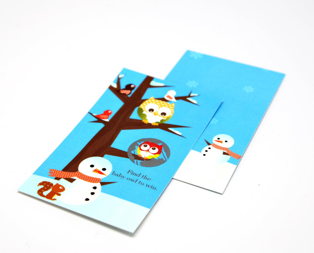 Owl - Winter Theme or Christmas - Baby Shower Scratch Off Game Pack of 20 Cards