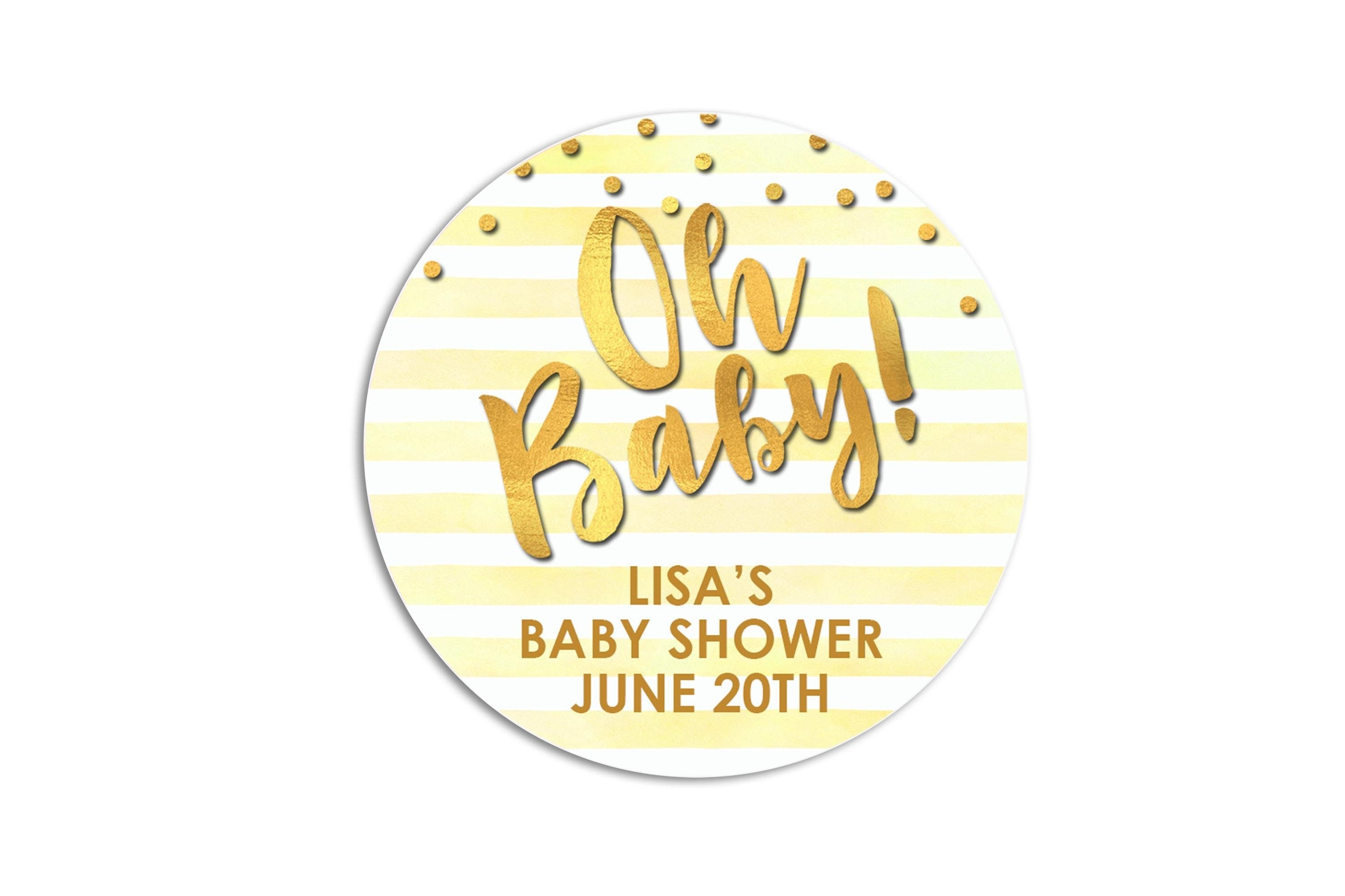 Oh Baby Thank You Stickers Baby Shower Favors, Thank You For Celebrating Yellow Gold Stickers, Round Stickers for Favors, Round Candy Labels