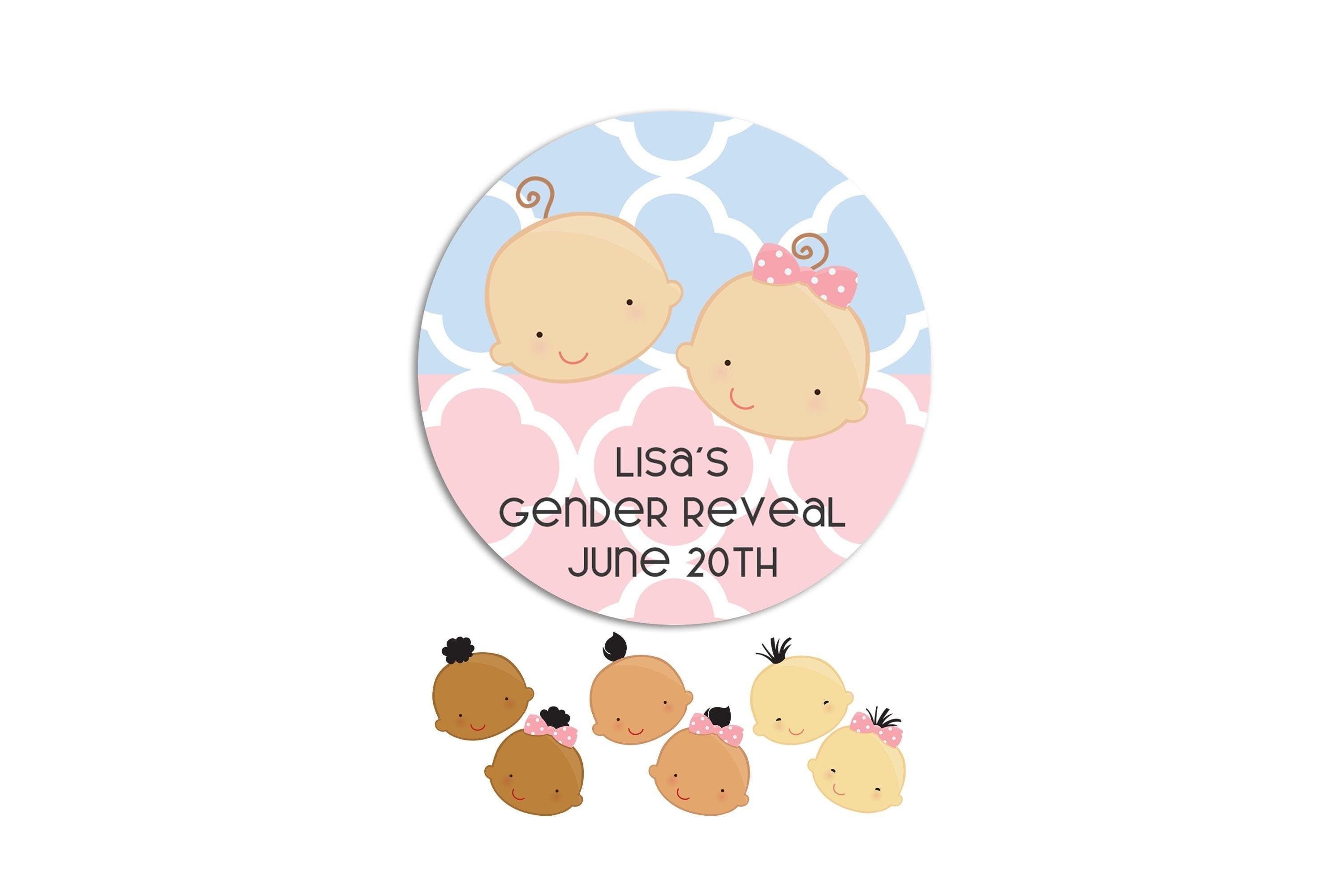 Personalized Gender Reveal Stickers, Baby Shower Favors