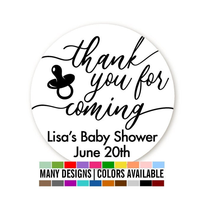 Thank You For Coming Baby Shower Stickers Personalized Round Baby Shower Sticker Labels - Baby Shower Sticker Label