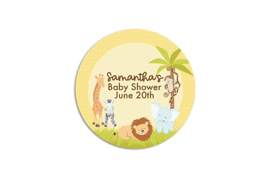 Jungle Safari Favor Stickers,  Animals Baby Shower Favors, Thank You For Celebrating My Baby Shower Stickers, Round Stickers for Favors
