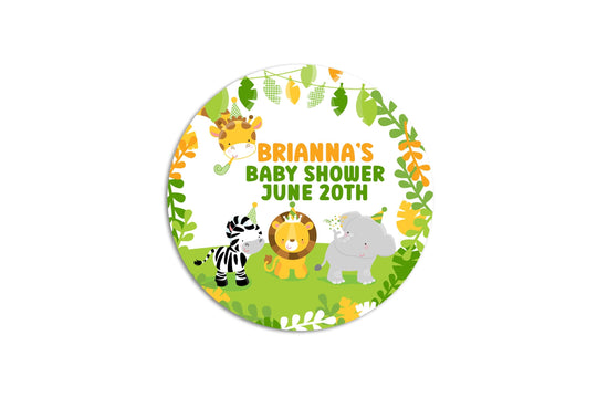 Safari Baby Shower Favor Stickers, Animal Party Baby Shower Labels, Printed Baby Shower Thank You Labels, Safari Baby Shower