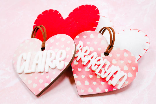 Valentine's Day Basket Heart Shape Tag, Personalized Valentine's Day Name Tag, Custom Basket Tag, Acrylic Heart Name Tag, Acrylic Wood Tag