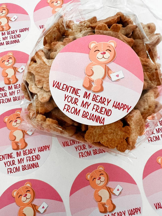 Beary Valentine Stickers, Bear Valentine Stickers, Happy Valentine's Day Personalized Labels