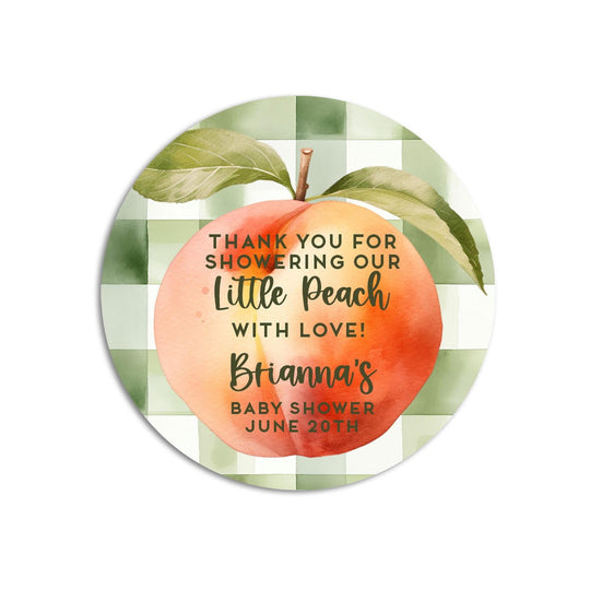 Showering our Peach With Love Sticker, So Sweet Peach Baby Shower Stickers, Thank You for Coming Party, Printed Baby Shower Favors