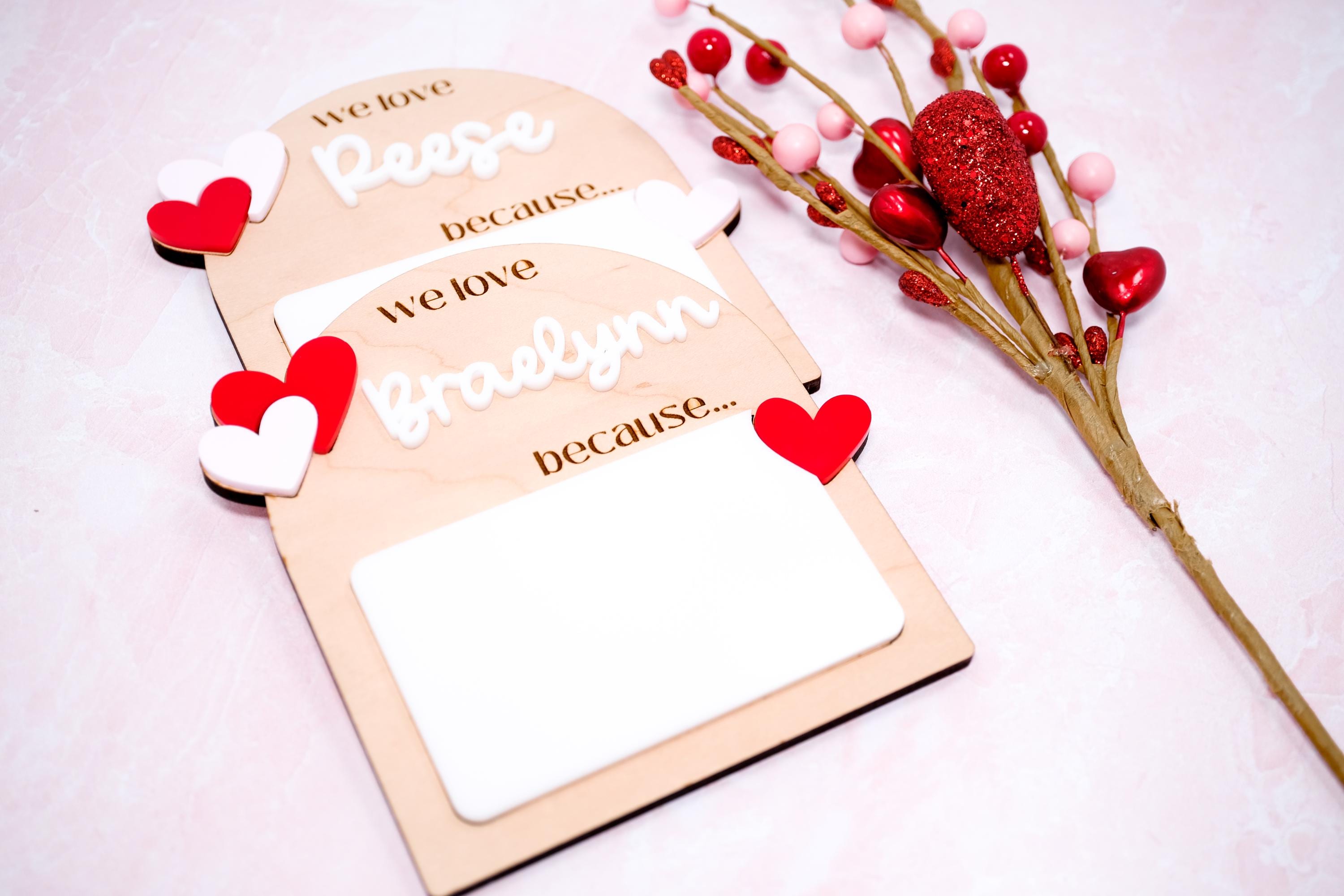 Personalized Maple Wood Mini Love Message Sign, Valentines Day Dry Erase Board