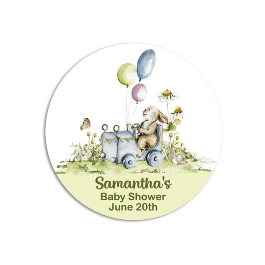 Woodland Rabbit Baby Shower Favor Stickers, Forest Animal Baby Shower Labels, Printed Baby Shower Thank You Labels, Greenery Baby Shower