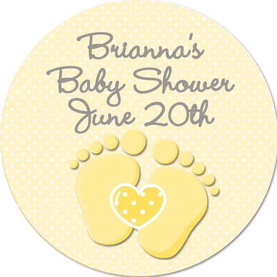 Oh Baby Neutral Personalized Baby Shower Stickers | Pitter Patter Baby Feet Baby Shower Stickers | It's A Baby Sticker Label