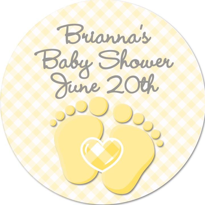 Oh Baby Neutral Personalized Baby Shower Stickers | Pitter Patter Baby Feet Baby Shower Stickers | It's A Baby Sticker Label