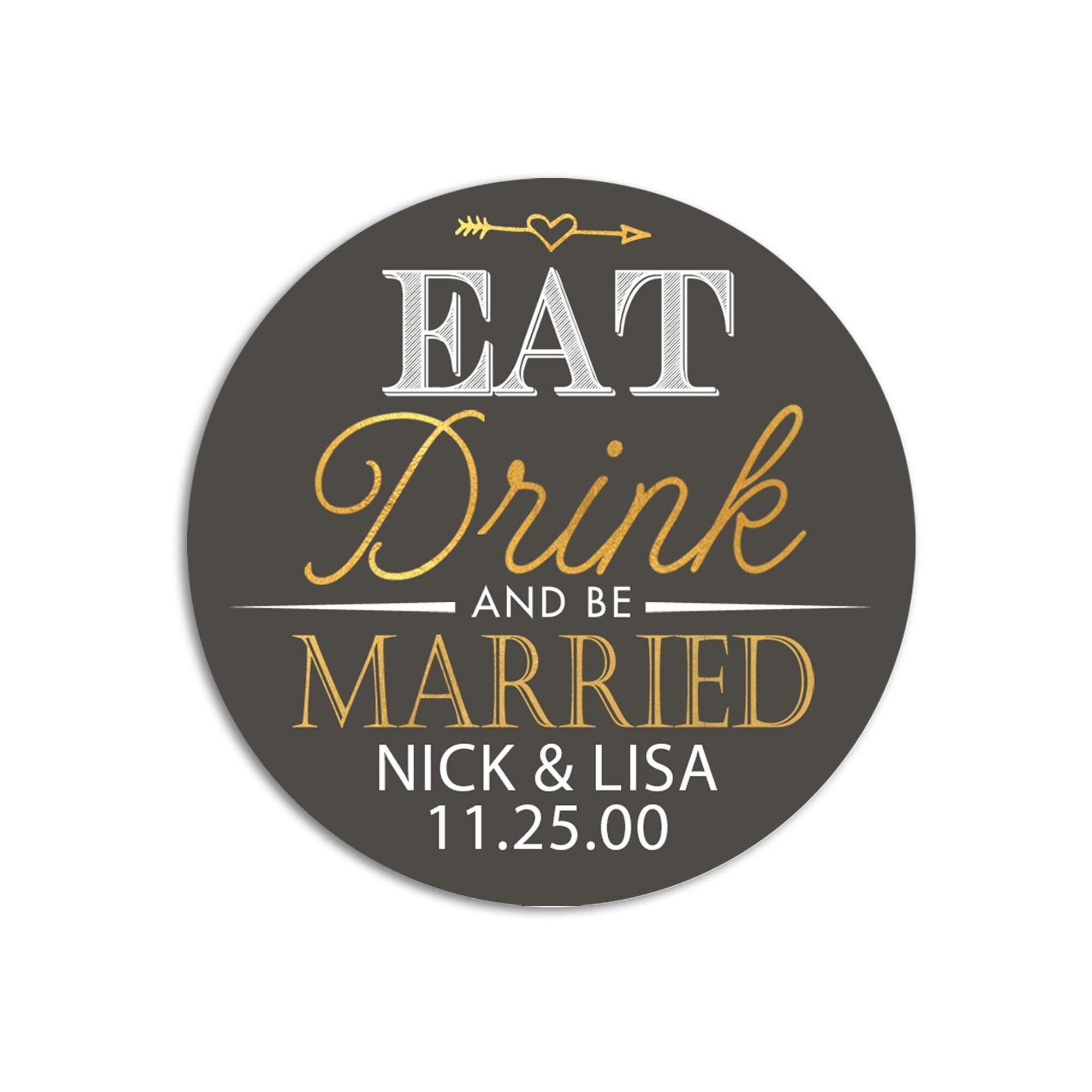 Eat Drink and Be Married Wedding Stickers, Wedding Thank you labels, Just Married Favor Stickers, Wedding Welcome Bag Sticker