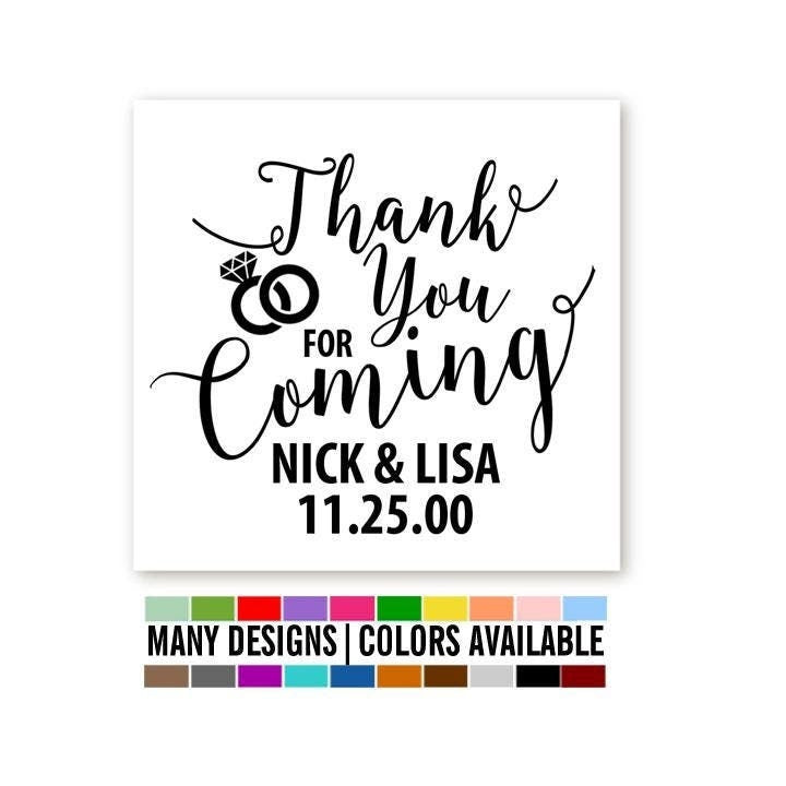 Thank You For Coming Bridal Shower Stickers,  Thank You Stickers, Wedding Favor Sticker Labels, Personalized Party Favors, Square Party Tags