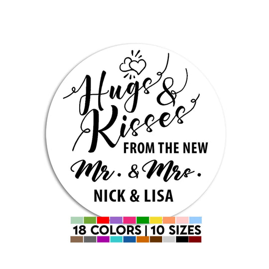 Hugs and Kisses From Mr and Mrs. Bridal Shower Stickers, Thank You Stickers, Wedding Favor Sticker Labels, Personalized Party Favors