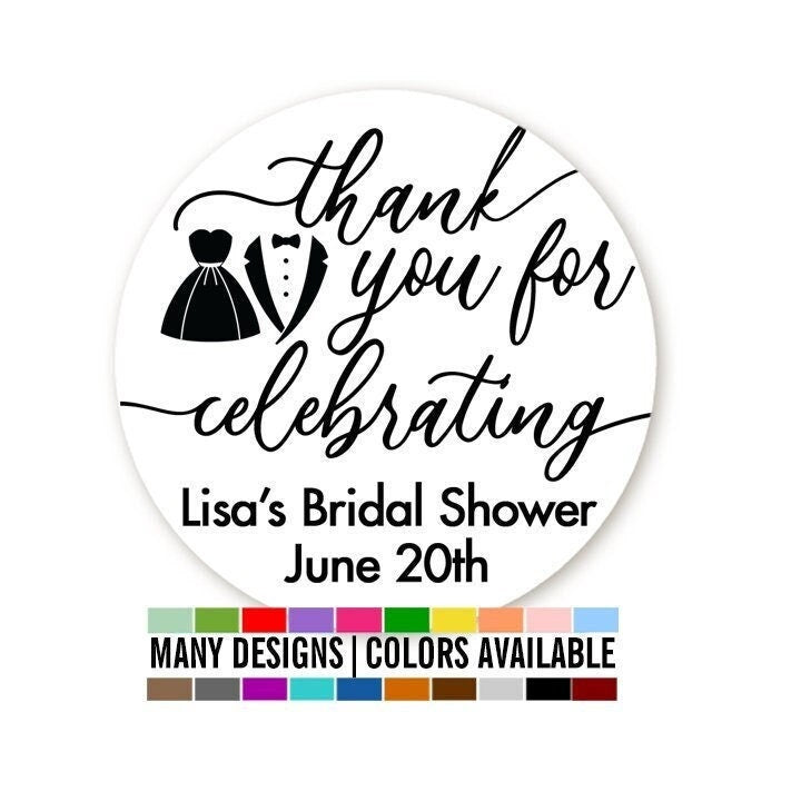 Thank You For Celebrating Bridal Shower Stickers, Thank You Stickers, Wedding Favor Sticker Labels, Personalized Party Favors
